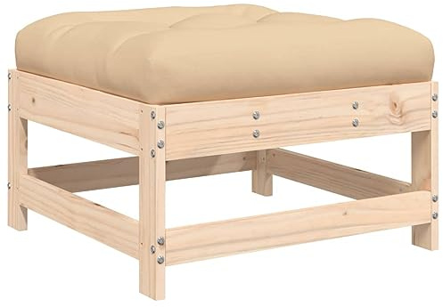 vidaXL Gartenhocker, Sitzhocker mit Kissen Latten-Design, Modular Holz Hocker für Garten Terrasse, Fußhocker Gartenmöbel, Massivholz Kiefer