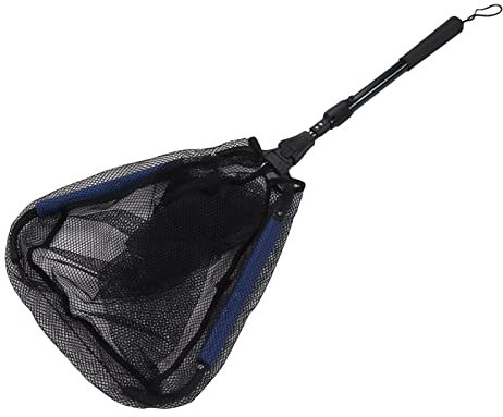Otufan Deep Skimmer Kescher, Hauptstange aus Aluminiumlegierung, Faltbar, Teleskopisch, Dreieckig, Strukturnetz, Knotenfrei, Nylon, Glattes Netzdesign Mit Gummigriff Zum Angeln