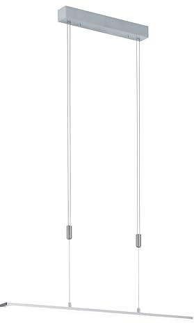 Fischer & Honsel Pendelleuchte, Metz TW | aluminiumfarben matt| L: 90 cm, B: 6 cm | Höhenverstellbar 95-150 cm| mit Taster stufenlos dimmbar| Farbtemperatureinstellung 3 Stufen | 60995 | EEG: F