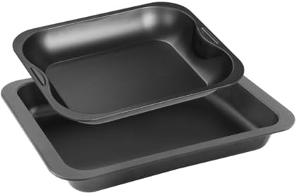 Zenker 9914850 Set med 2 rektangulära ugnsrätter, ugnsform, gratinform, lasagneform, stål, 37 x 27 x 5 cm
