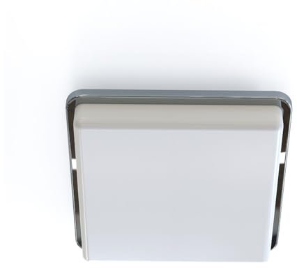Licht-Erlebnisse Deckenleuchte Badezimmer eckig B: 25 cm H: 6,5 cm flach blendarm IP44 Chrom Weiß 2-flammig E27 Modern Deckenlampe Badezimmerlampe