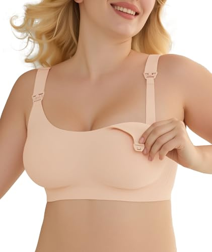 As Fairy Nursing Bras for Breastfeeding Natural Shape Maternity Bra Seamless Jelly Strip Support Comfort Pregnancy Bra Nude XXXL