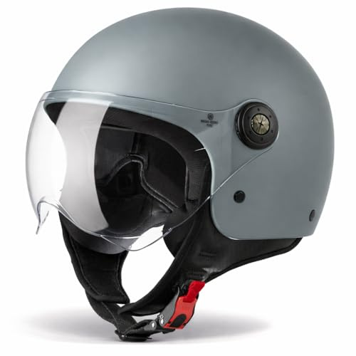 VINZ Duoro Roller Helm Jet Helm Mopedhelm Herren und Damen | in Gr. XS-XXL | Jethelm mit Visier | ECE 22.06 Zertifiziert | Motorradhelm | Erhältlich