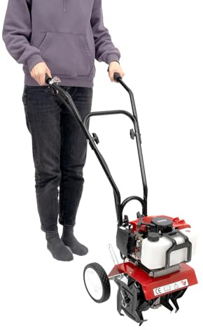 VonVVer 52CC 2 Strokes Garden Cultivator Rotavator Tiller - Cultivator, Rotovator and Rototiller, Mini Garden Petrol Tiller Engine, 2 Strokes Lawn Soil Cultivator Rotovator Engine Petrol Rotavator