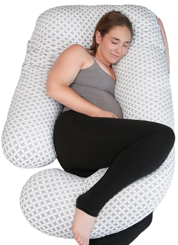 PinkFroggie Almohada para Embarazadas,Almohada de Cuerpo Entero en Forma de U y Soporte para la Maternidad,Cojin Embarazada Multifuncion Funda Ultrasuave Desenfundable y Lavable