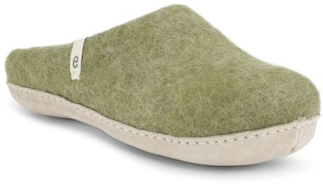 egos Pantoufles pour homme et femme - Chaussons en feutre chauds et confortables pour l'hiver et l'été - Chaussons en feutre faits à la main pour femme en 100 % laine naturelle, vert mousse, 41 EU