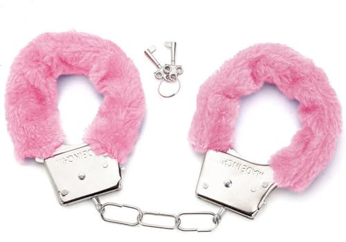 PYAIOVR 1 paio di manette con 2 chiavi Set Accogliente Peluche Party Game Props Regalo per Le Coppie manette di peluche rosa