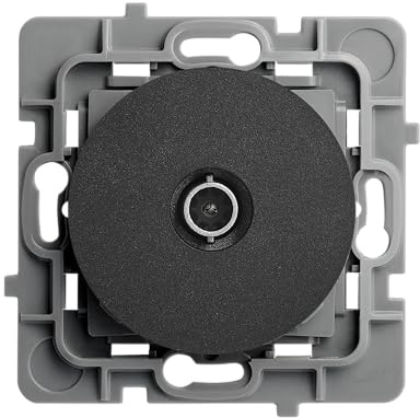 DEBFLEX - Casual Evo - Prise TV Murale - Connexion TV ou Décodeur TNT - ABS - Installation Encastrée - Fixation à Griffes/Vis - Noire - 74 x 74 x 36 mm