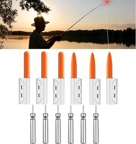 NOLACE Luci da Pesca Rosse 6 Pezzi con Asta Luminosa Impermeabile con Fibbia a LED per Pesca Notturna o Pesca in Mare (6 batterie abbinate)