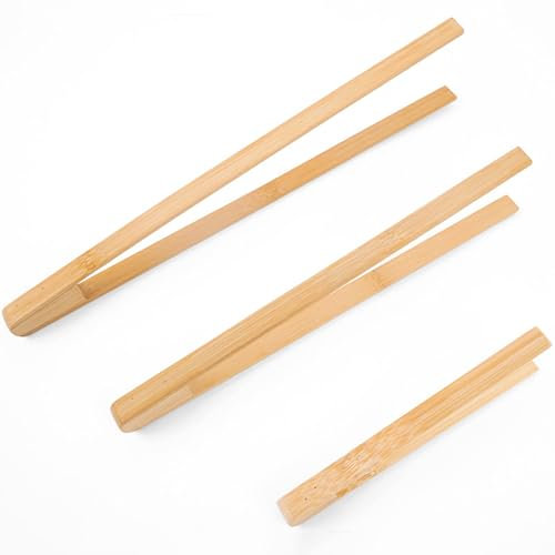 3 pcs Wooden Cooking Tongs - Versatile Toast Tongs for Kitchen, Wooden Toaster Tongs，Bamboo Tongs，Safe Toaster Tongs Wooden Design - Ideal for Bread, Bagels, and Pastries，Wooden Tongs for Toaster