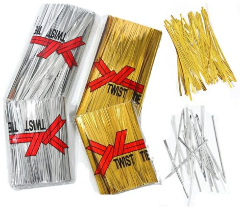 SMTCM 3800 Stück Twist Ties Metallischen Bindebaender Verschlussclips Draht Twist Krawattenband Metalldraht Kabelbinder Twistband Weihnachten Bindestreifen für Cellophan Bäckerei Plätzchen (10CM)