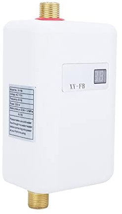 DMETE Chauffe-Eau sans réservoir 3000W/3800W Chauffe-Eau instantané électrique sans réservoir Cuisine de Salle de Bain sous évier Cuisine Ménage