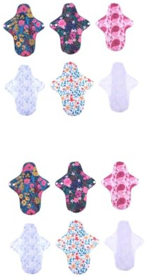 NOLITOY 12piezas Compresas Menstruales Reutilizables Toallas Sanitarias Lavables y Absorbentes Diseño y Cómodo Para Maternidad y Postparto