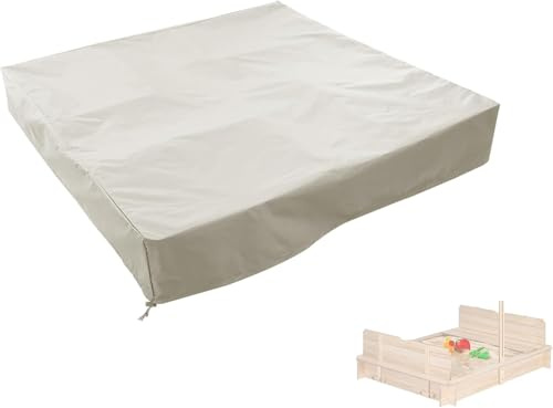 Sandkastenabdeckung, 420D Oxford-Gewebe, wasserdicht, für den Außenbereich, quadratisch, für Kinder, schützt Sandkasten, Sand und Spielzeug (Khaki, 152,4 cm B x 152,4 cm T x 20,3 cm H)