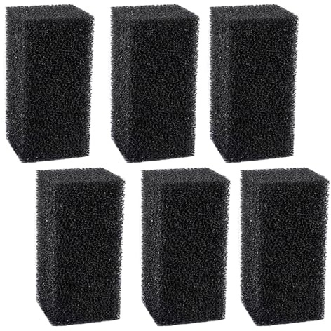 6 Stück Aquarium Filterschwamm, 100x70x60mm Filterschwamm Aktivkohle, Bio Filterschwämme, 10PPI Hochdichte Biochemische Baumwolle,Mehrfachfiltration, Filterschwamm für Filtern von Schmutz in Aquarien