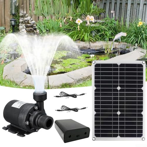 Kit de pompe solaire pour fontaine, 20 W 800 l/h, 12 V CC - Pompe submersible à eau solaire sans balais pour étangs de jardin, piscine, aquariums cascades