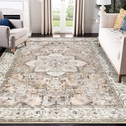 Edlbaegy Grande tappeto per soggiorno, 120 × 170, tappeto per camera da letto, antiscivolo, lavabile in lavatrice, tappeto classico in finta lana, per bambini e animali domestici, per sala da pranzo e