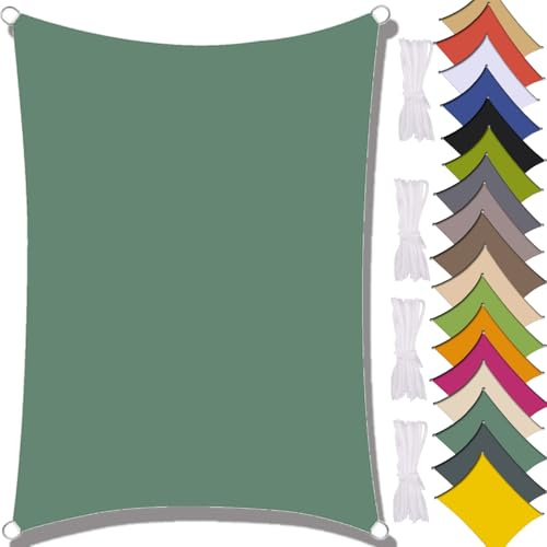 MAJINGC Vela Parasole Impermeabile Dell'ombrellone 4X6M Vela Ombreggiante, Resistente ai Raggi UV 95%, Vela Ombreggiante per Piscina, Giardino, Terrazza, Parco, Piscina，Campeggio Verde scuro