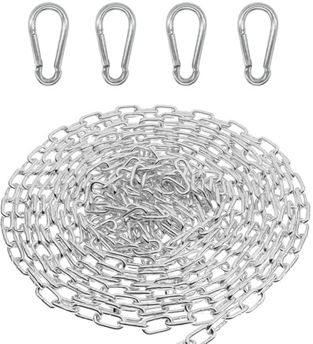 Edelstahl Kette Mit Karabiner Stahlkette,6m φ1.5mm Rundstahlkette,Metall Ketten Zum Aufhängen,Geeignet Für Hundeleinen,Hängesessel Und Schaukeln