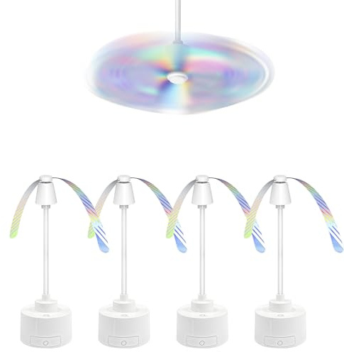 Ventilateur anti-mouches, 4 pièces, contrôleur de piège à moustiques avec col de cygne pliable à 360° lumière LED élimination des insectes sans produits chimiques avec crochet de suspension pour fête