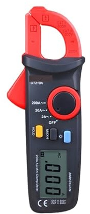 UT210A UT210B Pinza amperometrica digitale a portata manuale, corrente alternata 200 A, amperometro con retroilluminazione, tester di corrente 1999.(UT210B)