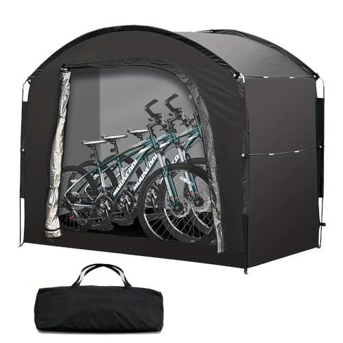 YIYIRAN Capanno da Esterno per 2-4 Biciclette - PU4000 Tenda Impermeabile per Biciclette, Riparo Portatile per Garage per Moto/Attrezzi da Giardino/Tosaerba (Montaggio Senza Attrezzi)