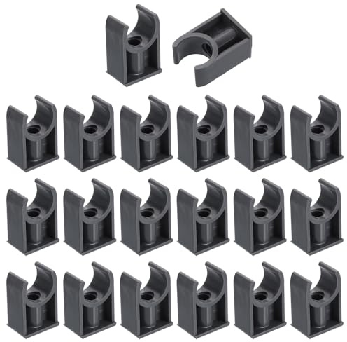 sourcing map 20 abrazaderas de tubería de agua de PVC, hebillas de manguera en forma de U, soporte de tubo de riego para bandejas de TV, tubo de soporte, gris