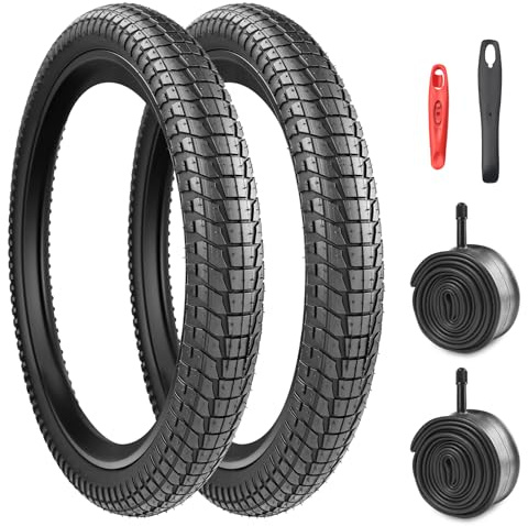 2-Set Faltbar 20 Zoll Fahrradreifen 20x1.95/2.1/2.25 Mantel mit 2-Pack Schlauch 50/53/57-406 Bike Tires Fuer MTB/BMX
