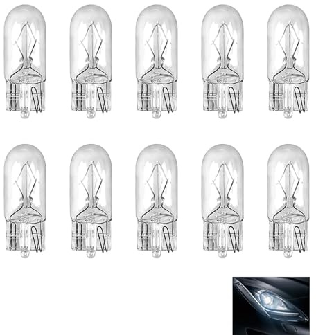 10 Pack 501 W5W T10 Car Bulbs, 12V 5W Car Bulbs for Side Light License Plate Reverse Parking Dashboard, Enhanced Interior Exterior Lighting, Error-Free, Long-Lasting, Compatible with Most Vehicles