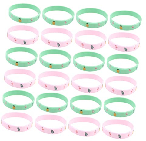 LIOOBO 24 Stück-pack Flamingo Silikonarmband mit Sommerlichem Motiv | Silikon, für Geburtstag und Festkleidung, Angenehm zu Tragen, Robust und Leicht Anzulegen Zufällige Farbe