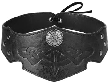Halloween Wikinger Kopfschmuck Kunstleder Stirnband mit Verstellbar Schnalle Kopfbedeckung Mittelalter Haarbedeckung Haarband Renaissance Haarschmuck Wikinger Kostüm Accessoire für Karneval Cosplay