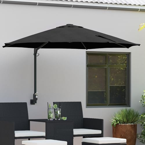 Générique Parasol Mural Noir 250 cm,Maison & Jardin,Pelouses & Jardins,Vie en extérieur,Parasols & voiles d'ombrage,Noir,8.85 KG,42003233