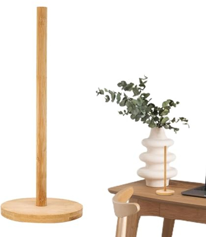 Küchenpapierhalter Stehend Holz, Küchenrollen Halter Ohne Bohren, Landhausstil Papierrollenhalter mit Rutschfester Basis, Küchenrollenhalter, Halterungen für Frischhaltefolie und Lappen