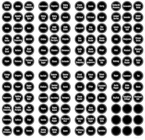 Etiquetas Para Frascos De Especias 8 hojas/144 etiquetas for latas de especias y pegatinas for almacenar alimentos, for pegar en pizarra Para Organizar Tu Cocina