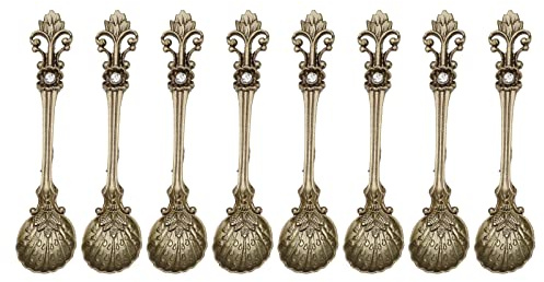 Maxtonser Cucharilla de café tallada con diseño de cucharilla de té, helado, cubertería para el hogar, para té con leche, cafetería, 8 unidades