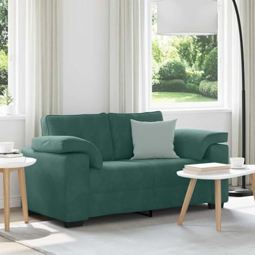 RMIHSJG Zweisitzer-Sofa Dunkelgrün 120 cm Samt Modernes Relaxsofa mit Samtstoff und Sperrholz-Armlehnen für Wohnzimmer Schlafzimmer Büro Komfortables Sitzmöbel