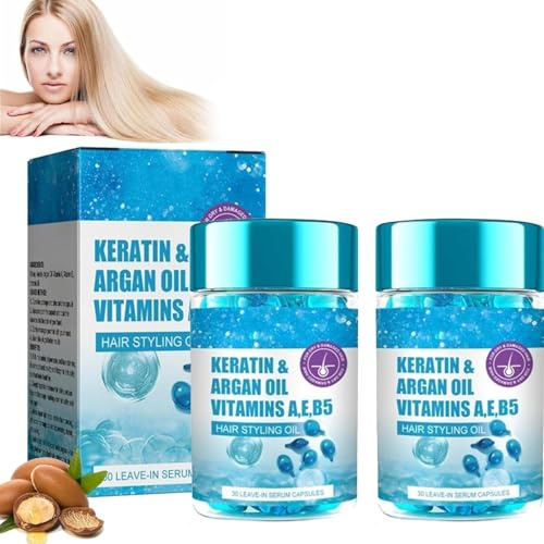 Keratin Hair Serum Capsules,Hair Vitamin Capsules,98% Better Deep Hydration & Moisturizing,Frizz Control & Deep Hydration for Damaged Hair