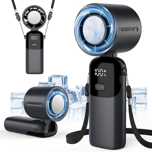 Ventilatore portatile da campeggio con luce LED – Ventilatore da tavolo ricaricabile e ventilatore sospeso (funzionamento 24 ore), gancio per tenda, camper, attrezzatura di sopravvivenza, ufficio