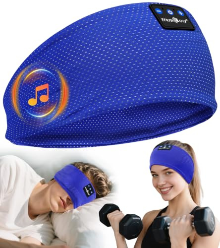 MUSICOZY Sleep Headphones Headband for Side Sleepers Cool & Breathable Mesh | Comfortable Headband Headphones W/ Ultra-Soft Speakers & 16H Playtime. For Sleep, Sport, Travel & Daily Relax. Great Gift.