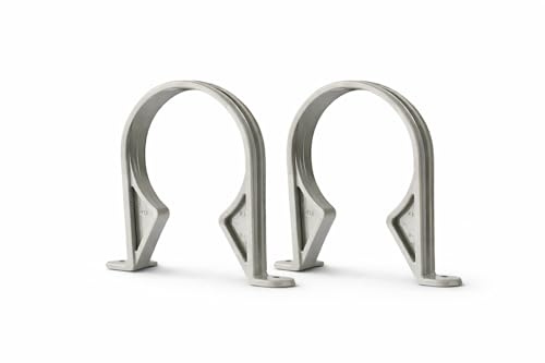Twin Pack 110mm 4 Inch Grey Soil Drainage Pipe Clip Saddle Bracket PVC Heavy Duty Wall Mount Support