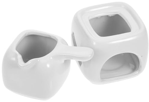 PLAFOPE Set per Fonduta di Cioccolato Bianco in Ceramica Bruciatore Scaldaburro, Pentola Versatile per Dessert e Snack, per Uso Domestico e Piccoli Ristoranti