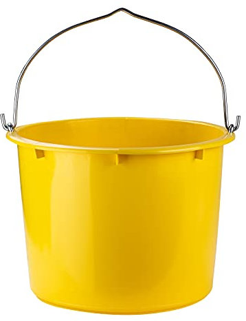 DEMA Robuster Kunststoff Baueimer 20L – Kranbar, Gelb, Ausgusseimer, PVC Eimer, Tragkraft bis 41 kg