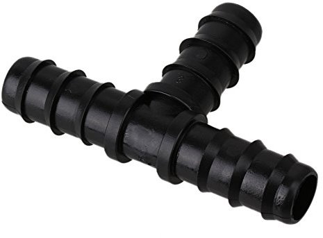 BQLZR Tee Raccord de tuyau en plastique noir PE16 15.5mm Dia Raccord en forme de T de barbelé Pipe Raccord pour système de goutte Pack de 20