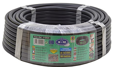 S&M 010026 – Tuyau pour arrosage en Goutte à Goutte, 12 mm x 50 m, Couleur Noir