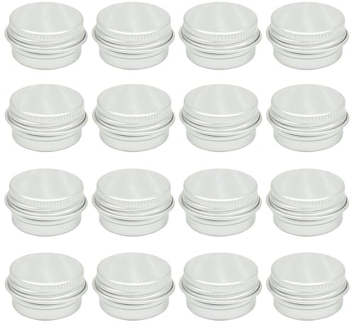 12 PCS 5 ML 0.17oz Small Ounce Empty Silver Aluminum Tins Metal Steel Jar Cans Sample Cosmetic Containers Slip Slide Bottle Box with Twist Cover for salves Make Up Eye Shadow Powder Lip Balm
