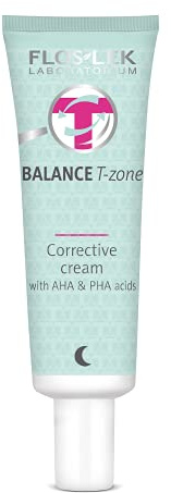 FlosLek Crema da notte correttiva viso con acidi AHA e PHA | 50 ml | Acido della frutta | Pelle mista sotto controllo | Cura della pelle per persone di tutte le età | Per tutti i tipi di pelle