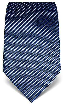 Vincenzo Boretti cravatta elegante classica da uomo, 8 cm x 15 cm, di pura seta di alta qualità, idrorepellente e antisporco, motivo a righe blu scuro