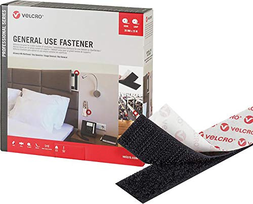 Cinta de Doble Cara Velcro Negro 20 mm x 25 m