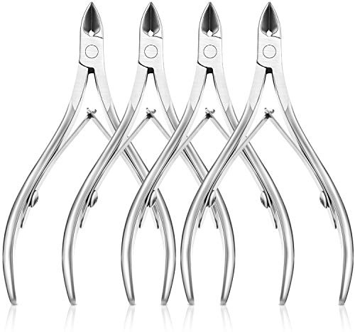 Mudder 4 Packs Cuticle Trimmer Upgraded Stainless Steel Cuticle Remover Nippers Kit with Pointed Blade Scissors Labor Saving Sharp Dead Skin Cutter for Fingernail Toenail Manicure Pedicure Tool