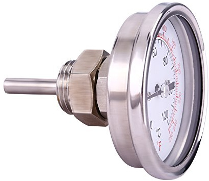Kafuty BBQ Thermometer Manometer, Grillthermometer 0-120 °C, Mehrzweck Edelstahl Grill Thermometer, mit gehärtetem Glas, für Grill oder Ofen